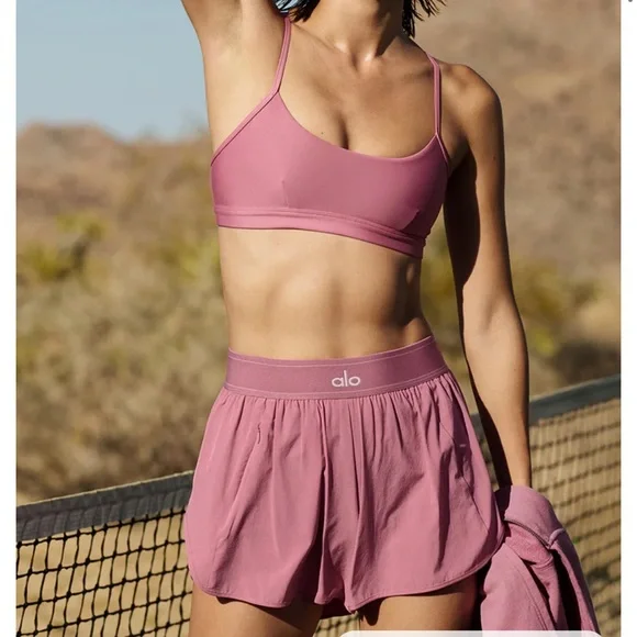 ALO - Short de vélo yoga rose stretch à enfiler - Femme